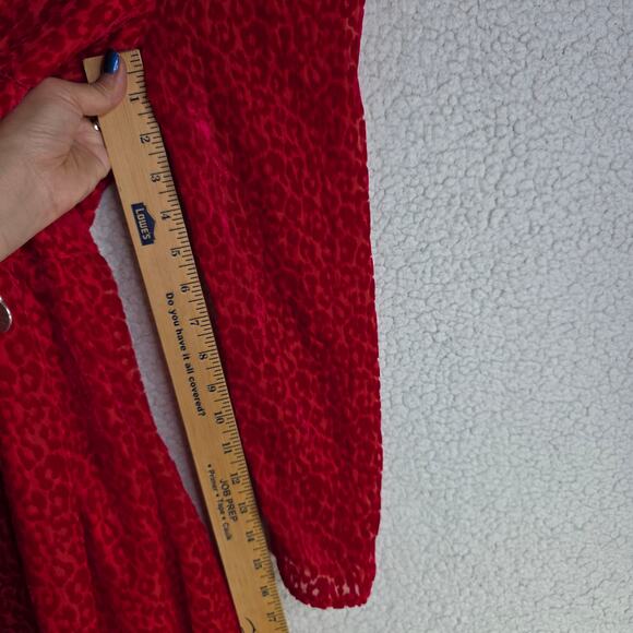 KOOPLES SZ2 NWT burnout Velvet texture Red Leopard V neck Buttondown sexy dress - Picture 8 of 16